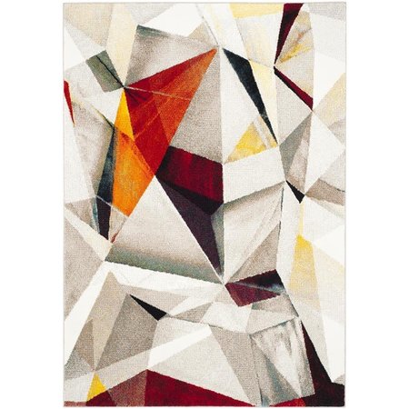 FLOWERS FIRST 4 x 6 ft. Porcello Power Loomed Area Rug, Light Grey & Orange - Small Rectangle FL2149504